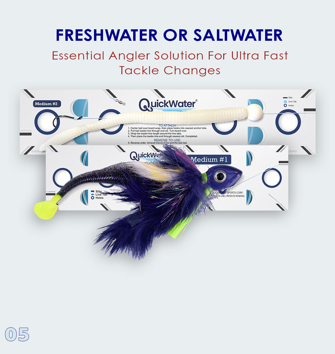 Slide 5: Freshwater or saltwater. Essential angler solution for ultra fast tackle changes.
